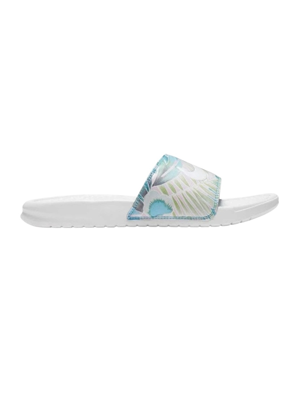 Nike Benassi JDI Tropical Floral Palm Leaf Slide Sandals White Blue Women 8.5 - Picture 3 of 13